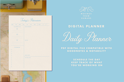 Today's Adventure Planner Template branding layout midjourney nostalgia pastel planner wesanderson