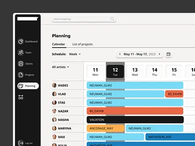 CRM system for architectural visualization studio crm crm system dashboard design home page planning project planning projects prototype timetable ui ux webdesign website