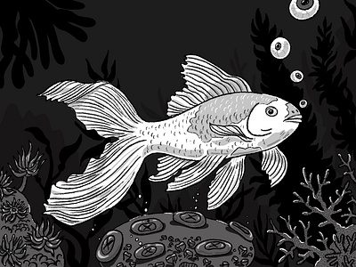 Koi Character Design Illustration. character character design character illustration eyes fish gold fish illustration koi koi fish marine ocean ocean life under water