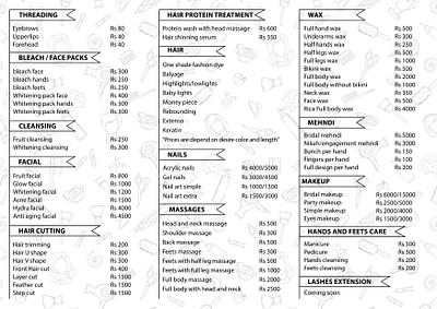 Rate List Design For Saloon flyer design