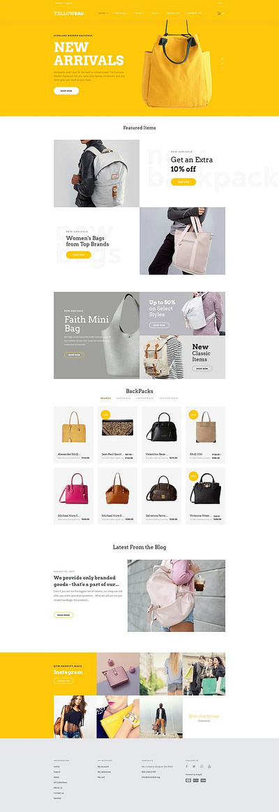 Bags store design design dropshipping store homepage design illustration landing page design logo online store shopify web design website design