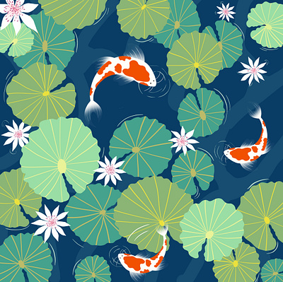 Koi Pond Illustration design graphic design illustration