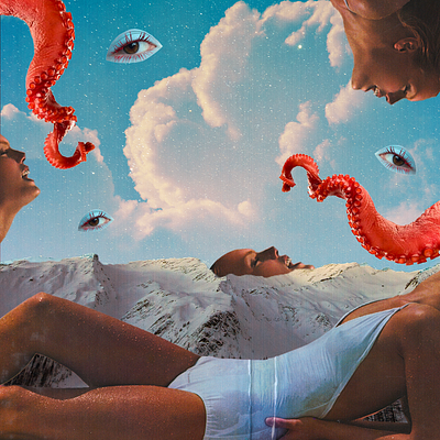 the great masturbator (2023) abstract adobe photoshop art direction collage cover dali design digital art eyes graphic design layout magazine mountains surreal surrealism trippy
