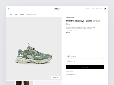 Product page - abloke Clothing Store addtobag addtocard buy carousel design ecommerce gallery onlinestore product productcard productpage products scroll shoes shop slider store ui ui design ux