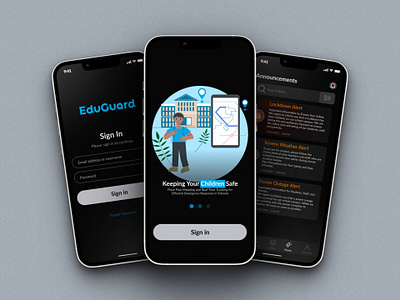 EduGuard - School Safety and Alert System App alert design live view login map safety school school safety sign up track ui ux