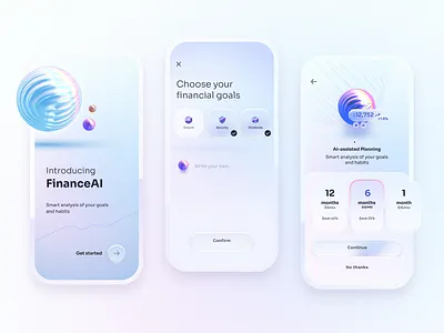 AI-Powered Finance App Design 3d ai ai app artificial intelligence banking clean colorful finance financial fintech fintech app gpt gpt3 gpt4 investing app ios app minimal openai ui design ux