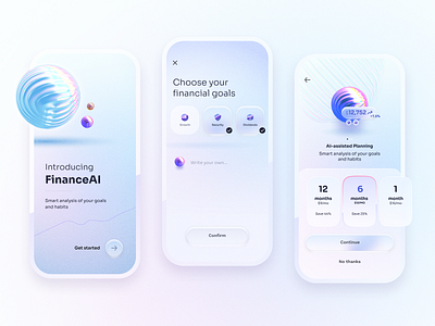 AI-Powered Finance App Design 3d ai ai app artificial intelligence banking clean colorful finance financial fintech fintech app gpt gpt3 gpt4 investing app ios app minimal openai ui design ux