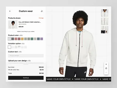 Fashio Custom Wear Dashboard 👔 apparel clothes custom custom wear ecommerce fashion garment inspiration interface market place minimal modal streetwear ui ui design ui ux ux wear web design website