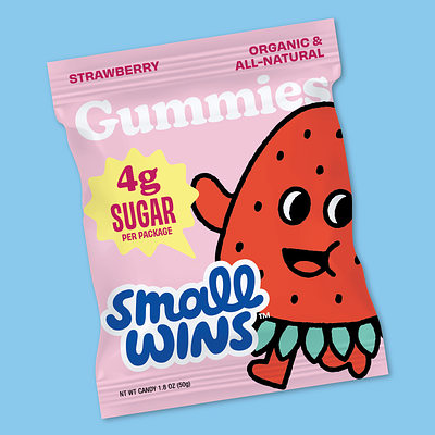 Small Wins Packaging branding cpg design food and bev illustration lettering logo mascot packaging snacks vector