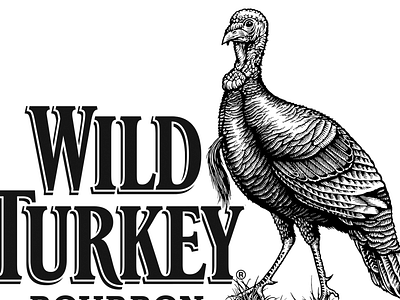 Wild Turkey Bourbon Logomark by Steven Noble animals artwork design engraving etching illustration illustrator ink line art line work logo scratchboard steven noble wild turkey woodcut