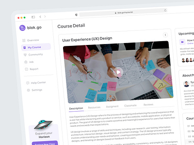 blok.go - Online Course Dashboard class course dashboard e learning edtech education lessons mentor mentoring online course online learning online tutor practice product design school tutor tutoring ui uidesign uiux