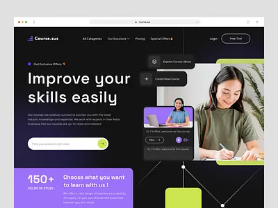 Course.sus - Course Website clean course course website design education elearning header hero home improvement landing landing page learn study ui web web design website