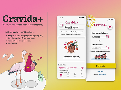 A pregnancy app, UI/UX Design app design illustration typography ui ux