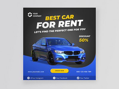 Ad car social media banner template design ad ad car background banner blue car cover dark design flyer illustration moderen post sell simple social media store template vector