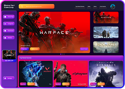 Gaming Website Design app appdesign gaming web design gaming website landing page ui uidesign uidesing uiux webdesign