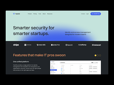 Smarter Security branding concept dark mode gradient ui web design website