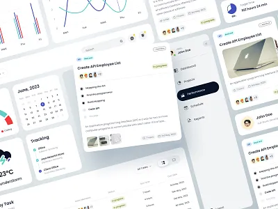 Dashboard Elements UI Kit bar business calendar card chart clean dashboard element kit line manager menu pie sidebar table task timeline ui ux weather