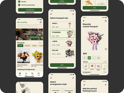 Bloomify - Bouquet Customization App bouquet customization flower flower app ios design mobile design ui ux