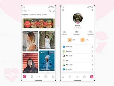 Live Streaming App app design datting mobile app. design ios app live streaming app mobile app podcast platform social media app design ui ux video streaming platform app
