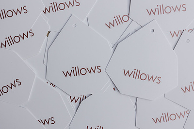 willows hang tags custom shape die cut feminine hang tag print design retail design rose gold southern california design