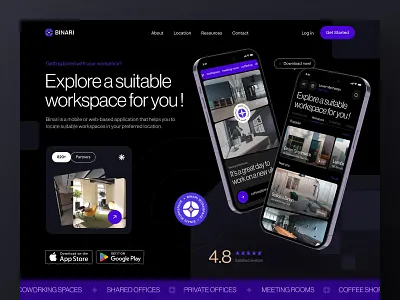 Binari Website header interface landing page ui ui design ux ux design web web design website