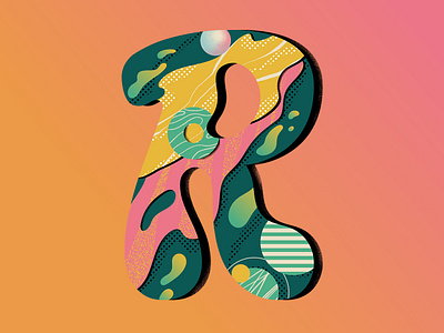 'R' for 36 Days of Type 36daysoftype abstract challenge concept contemporary design flat gradients illustration illustrator lettering letters shapes texture type vector