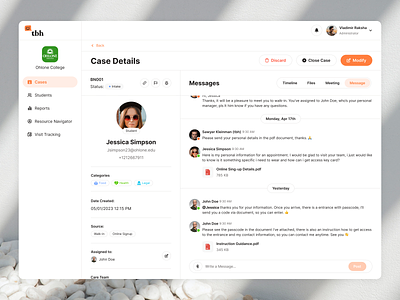 Messages - Web Management Platform application cases communication dashboard discussion edtech education files messages profile school student ui university ux web web app website