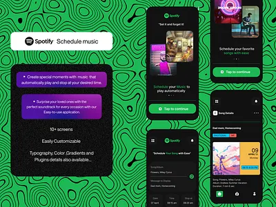 Spotify- Music on time branding illustration listen motion graphics music play schedule spotify uidesign