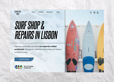 Herosection Surf Shop design figma framer ux webdesign website
