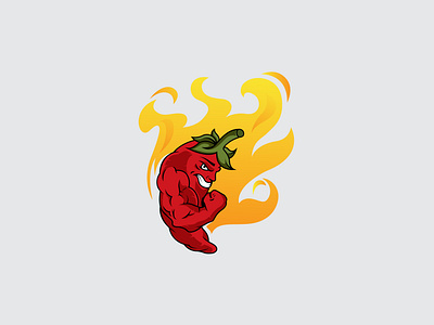 Strong Chili Sauce branding chili design flat graphic design illustration logo mascot minimal sauce vector