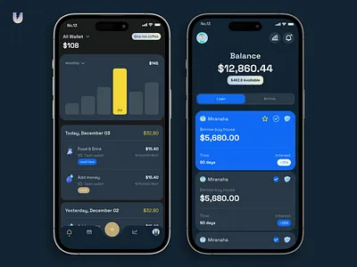 Ultimate Wallet app darkmode design ios kit mobile template ui ultimate wallet