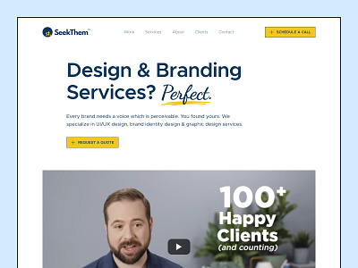 SeekThem - Home Page Design agency branding company design digital home page landing page marketing seekthem services theme ui website yellow