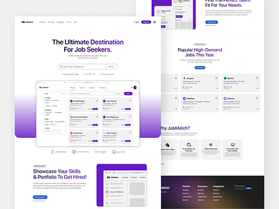 JobMatch - Landing Page UI app branding currency design graphic design interface design job searcher job website landing page logo minimalist modern nft ui ui design ui website ux design vector website design work website