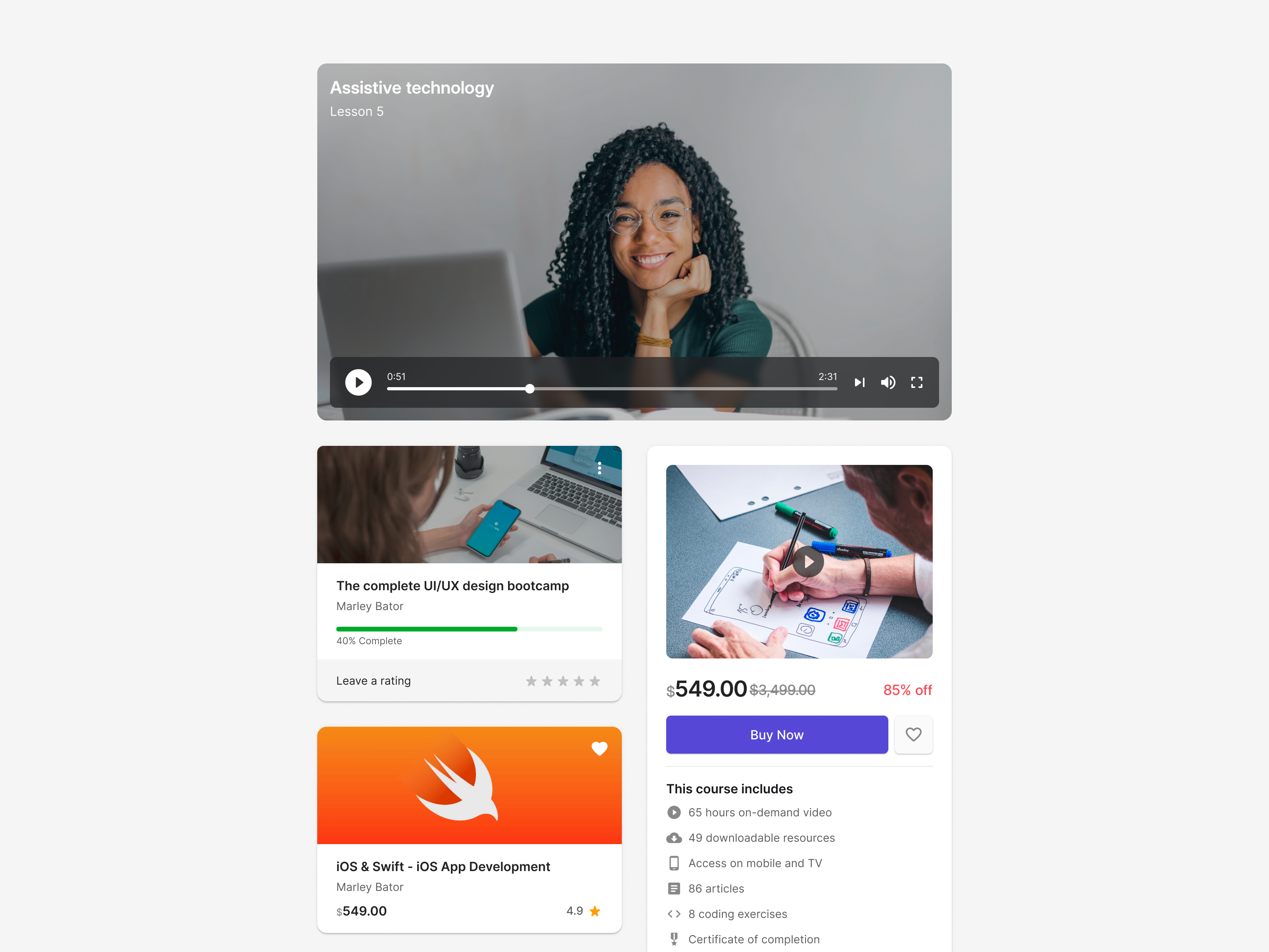 Course components from a learning app akhil sunny app asish sunny clean courses design digital product e learning essentialism learning minimal pixalchemy product product design ui uiux ux web app web design web ui