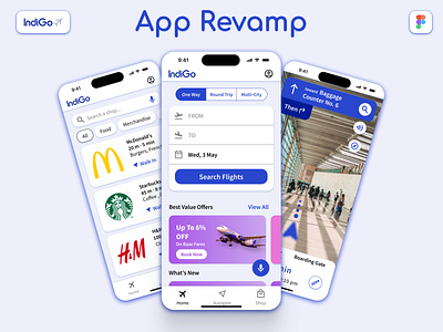 Indigo App Revamp accessibility app app design app redesign app revamp booking app figma flight booking app google map indigo indigo app indigo app redesign iphone 14 pro navigation revamp shopping ui ux wireframe