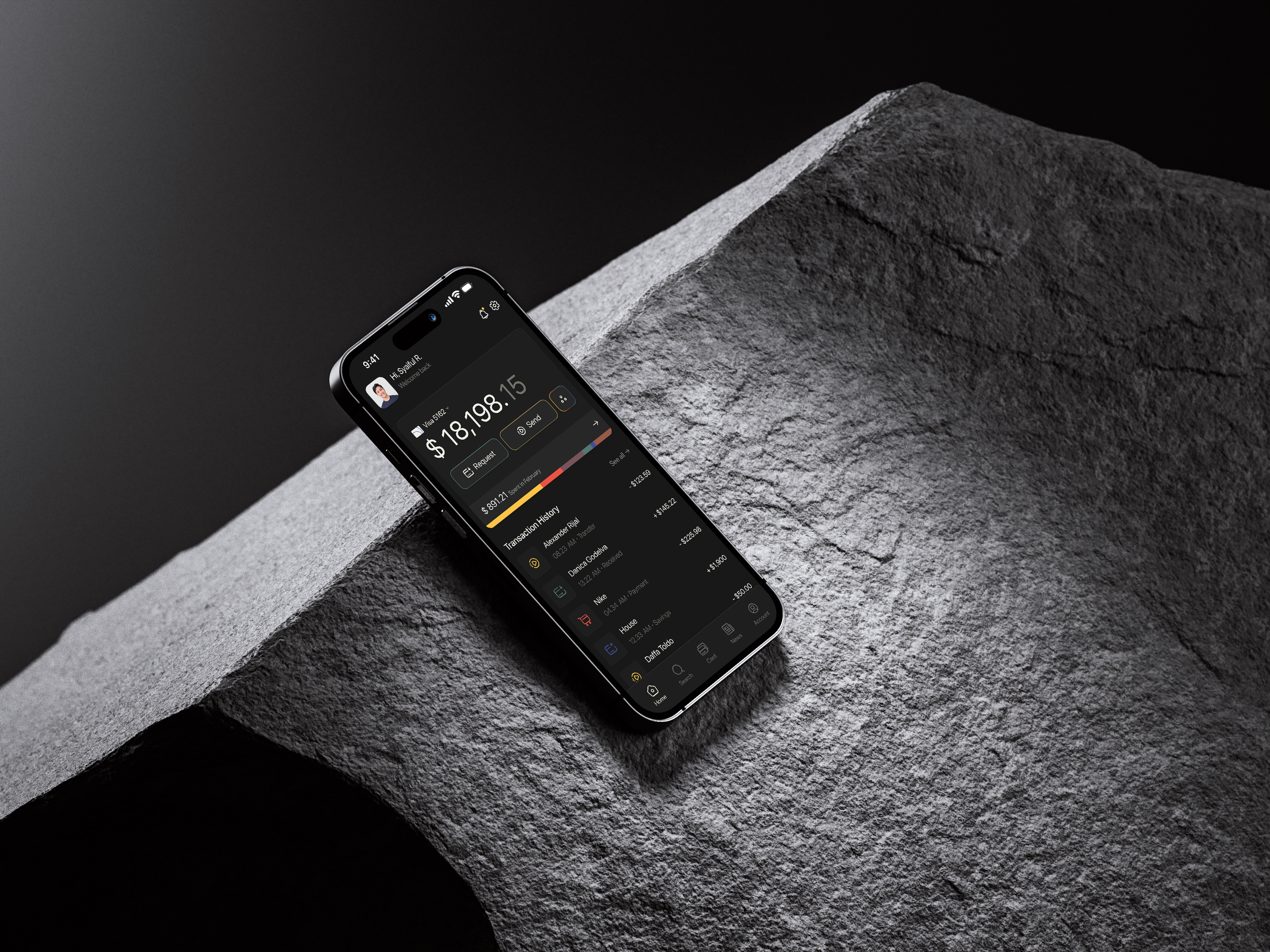 Cashbon - Finance Mobile App analytic app bank banking design dollar e finance mobile money paypal spent statistic stats transaction transfer ui ux wallet wise