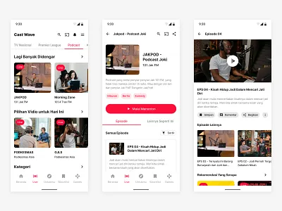 Cast Wave - Podcast App app clean clean ui design minimalist mobile app mobile design mobile ui podcast ui ux