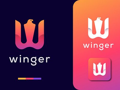 logo, logo design, Letter logo, Modern logo, winger logo absrtact best logo brand identity branding colorful logo design gradient logo graphic design logo logo design logofolio modern logo wing logo winger