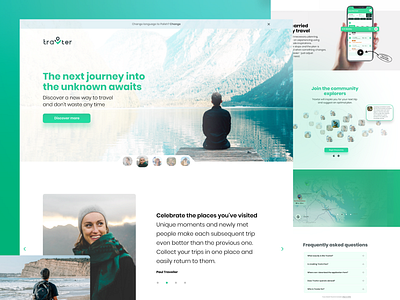 Travter LP - New way of travelling UX&UI cube cubeagency green landingpage nature society travel travelling travter ui ux website