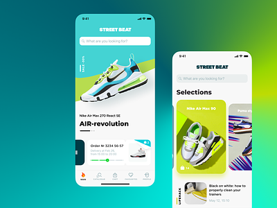 App for a chain of sportswear and sneaker stores Street Beat app design e com e commerce interface ios mobile app sneakers sports goods ui ux