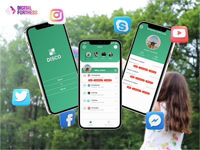 Disco - A mobile application for social network. branding dashboard design digitalfortress logo mobileapplication motion app social social tracking tracking ui ux