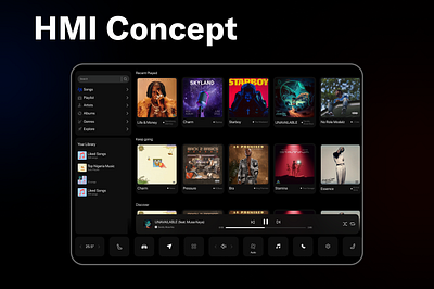 HMI Music Concept conceptual design hmi design human centered design information design interactive design prototype development ui user research ux visual design
