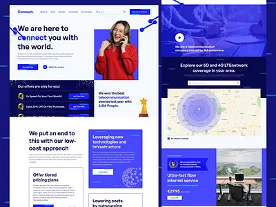 Telecommunication mobile network company business website agency b2b business communication company design ecommerce interface internet mobile modern network phone product service shop store telecommunication web design website