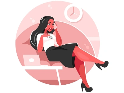 Business woman business businesswoman freelancer girl illustration laptop manager office smartphone vector woman work worker workplace