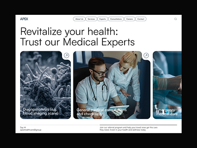 Apex Medical Center corporate creativedesign design graphic design inspiration layot medical minimalism redesign typography ui userinterface ux web webdesign