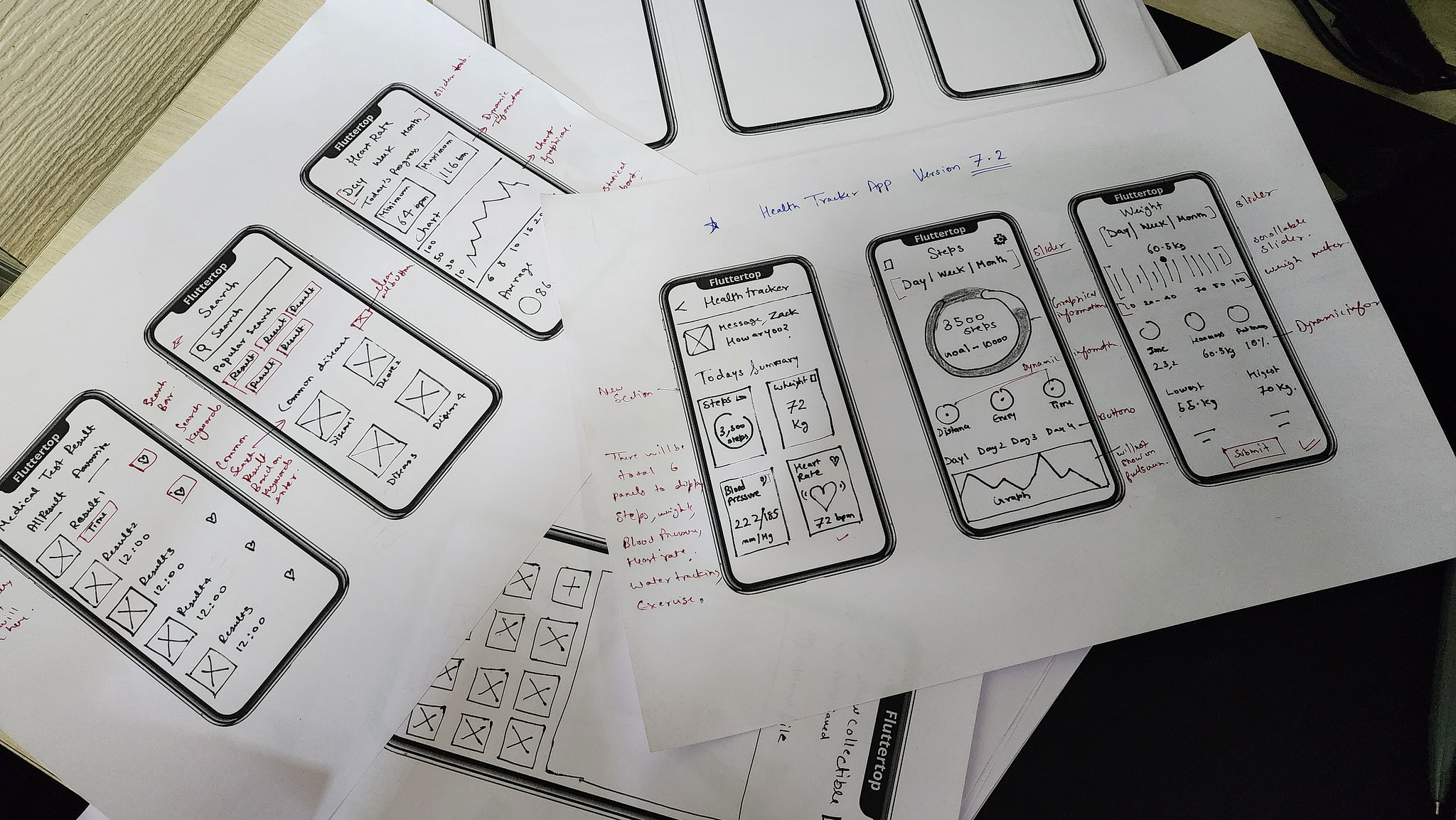 some-wireframes-for-the-fitness-health-tracker-app-by-rishabh-rai-on