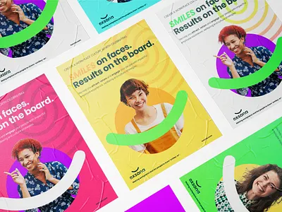 Poster designs for workplace wellbeing company exsona branding business color colour design gradient graphic design happy logo palette poster print scheme smile vector