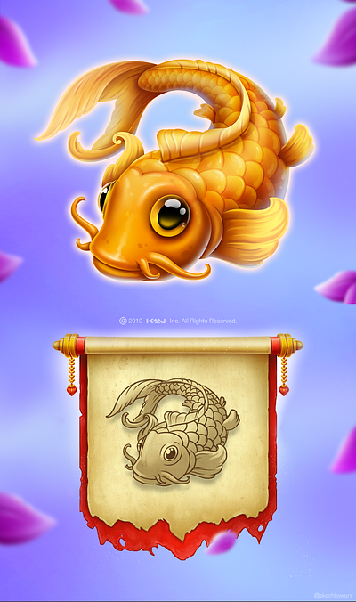 Golden Carp 2d art asian carp casino casual chinese design digital game gold illustration logo slot symbol ui