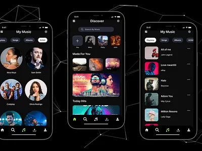 Music Mobile App: Design in Figma design figma graphic design graphic design trends mobile mobile app mobile ui ux ui ui design