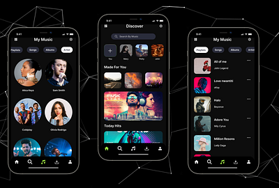 Music Mobile App: Design in Figma design figma graphic design graphic design trends mobile mobile app mobile ui ux ui ui design